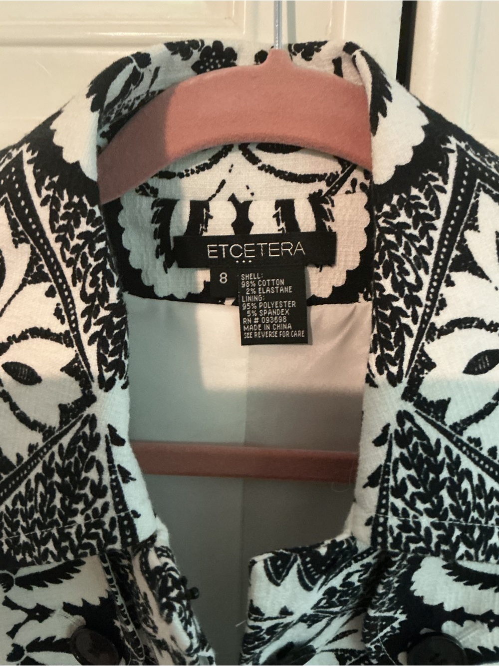 Etcetera Black and White Patterned Coat - Picture 2 of 3